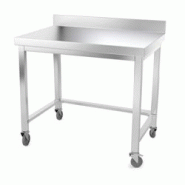Table de travail en inox 1200 x 500 mm adossée avec renfort sur roulettes PREMIUM / GOLDINOX - inox 3701770803705 Table de travail en inox 1200 x 500 mm adossée avec renfort sur roulettes PREMIUM / GOLDINOX - inox 3701770803705