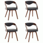 VidaXL Chaises à manger lot de 4 gris foncé bois courbé et tissu Modèle Évasion Plus - 278842