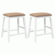 VidaXL Chaises de bar avec coussins 2 pcs blanc bois massif d'hévéa Modèle Apex Essence - marron 4102583_0