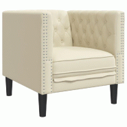 VidaXL Fauteuil Chesterfield crème similicuir Modèle Nervioris - 372653