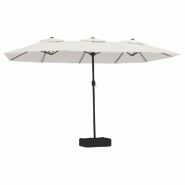 VidaXL Parasol de jardin à double tête avec LED blanc sable 449x265 cm Modèle Atlas Élégance Élite - 362953