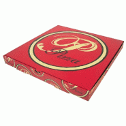 Boîte pizza kraft brun 29x29x3,5cm - par 100 - résistance à la chaleur et graisses - carton non blanchi
