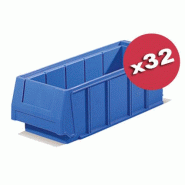 Carton de 32 bacs tiroirs plastique multibox bleu l.120 x p.300 mm_0