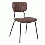 Chaise de restaurant Buffalo marron foncé empilable – cuir synthétique et acier noir – café, bar et hôtel - marron BUFFALOCHVBCOMPDB