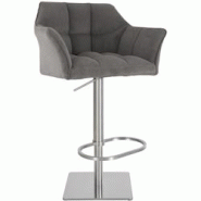 CLP Tabouret de bar Damaso Cord Taupe/Acier inoxydable - gris textile 326329 CLP Tabouret de bar Damaso Cord Taupe/Acier inoxydable - gris textile 326329