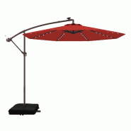 COSTWAY Parasol sur mât avec sacs, Ø300cm, 40 LED solaires et manivelle, jardin, UV, rouge. - rouge métal ZB35318IZ