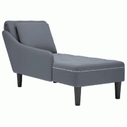 Décoshop26 - Méridienne chaise longue canapé pour intérieur et coussin et accoudoir droit en velours gris foncé DEC026266 - gris 3000255723928