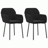 Décoshop26 - Set de 2 chaises de salle à manger cuisine en tissu velours noir et métal DEC025560 - noir métal 3000255312122