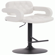 Décoshop26 - Tabouret de bar capitonné en synthétique blanc accoudoirs repose-pieds métal design moderne TDB10511 - blanc métal 3000446369607