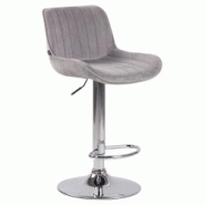 Décoshop26 - Tabouret de bar chaise haute x1 en velours gris coutures verticales support en métal chromé 10_0005107 - gris 3000252464954 Décoshop26 - Tabouret de bar chaise haute x1 en velours gris coutures verticales support en métal chromé 10_0005107 - gris 3000252464954