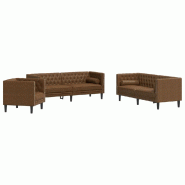 Ensemble de canapé Chesterfield et traversins 3 pcs marron Modèle Cormonel - 8721012289819