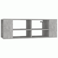 Helloshop26 - Meuble TV mural avec 2 compartiments de rangement 102 x 35 x 35 cm en bois d'ingénierie gris béton 02_0047865 - gris Bois massif 30002