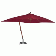 Helloshop26 - Parasol meuble de jardin en porte-à-faux avec mât en bois 400 x 300 cm bordeaux 02_0008621 - 3000459847765