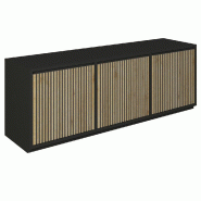 Meuble Vertigo T01 2 portes 2 tiroirs MDF noir et chêne clair 180x47x60 cm