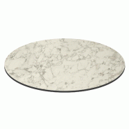 Oviala Business Plateau de table de jardin rond HPL 70 cm marbre - gris métal 114928