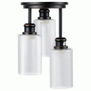 PLAFONNIER MODERNE INDUSTRIEL À 3 SPOTS EN MÉTAL ABAT-JOUR EN VERRE DE SEMENCE 60W PRISE E27 20_0000950 PLAFONNIER MODERNE INDUSTRIEL À 3 SPOTS EN MÉTAL ABAT-JOUR EN VERRE DE SEMENCE 60W PRISE E27 20_0000950