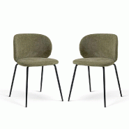 RATTATAN Lot de 2 chaises rembourrées en tissu effet chenille, structure en acier, design élégant pour salle à manger, restaurants, hôtels – Da RATTATAN Lot de 2 chaises rembourrées en tissu effet chenille, structure en acier, design élégant pour salle à manger, restaurants, hôtels – Da