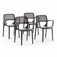 RATTATAN Set de 6 chaises avec accoudoirs en résine renforcée de fibre de verre, design classique, empilables pour jardin, bar, restaurant, cuisine RATTATAN Set de 6 chaises avec accoudoirs en résine renforcée de fibre de verre, design classique, empilables pour jardin, bar, restaurant, cuisine