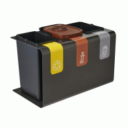 Rossignol Corbeille de tri sélectif Tribu Biodéchets - 2 x 15l + 1 x 10l - gris manganèse - 3019920520557