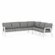 Salon d'angle avec accoudoirs Flaminio blanc/gris