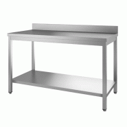 Table inox de préparation (L)2000 x (P)700 x (H)940 mm, avec étagère basse et dosseret