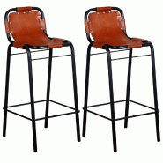 Tabourets de bar lot de 2 cuir véritable Modèle Titan Essence - 244248