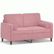 VidaXL Canapé 2 places avec oreillers décoratifs rose 120 cm velours Modèle AbriBalance 354 - 3200874