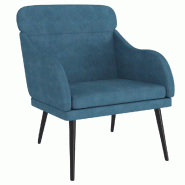 VidaXL Fauteuil Bleu 63x76x80 cm Velours Modèle Vega ProDesk Minimal - 351444