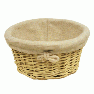 Banneton rond "Boulangère" osier naturel toile de jute Ø18x8cm - par 20
