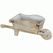 Brouette effet bois vieilli L55xP18xH25cm