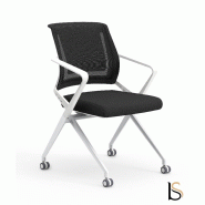 Chaise visiteurs avec assise pliante Plys - Mobel Linea - Blanc, 4 sièges_0