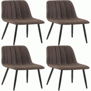 Décoshop26 - Chaises de salle à manger x4 coutures décoratives verticales assise en tissu marron pieds en métal noir 10_0007500 - marron métal 30