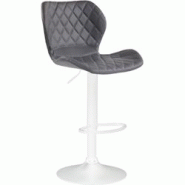 Décoshop26 - Tabouret de bar x1 avec coutures décoratives en forme de losanges en PVC gris et métal blanc 10_0004652 - blanc 3000252216140 Décoshop26 - Tabouret de bar x1 avec coutures décoratives en forme de losanges en PVC gris et métal blanc 10_0004652 - blanc 3000252216140