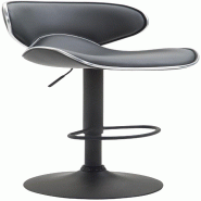 Décoshop26 - Tabouret de bar x1 sièges modernes aux lignes ondulées en PVC gris pied trompette métal noir 10_0005680 - gris métal 3000265152459