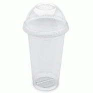 Gobelet Smoothie  35cl NOVACUP VALUE PACK + Couvercle Dôme Ouvert Inclus Shaker Milkshake Recyclé Transparent  Snacking - Lot de 4000 - transparent