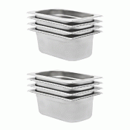 Helloshop26 - Lot de 8 récipients Gastronorm empilables cuisine 265 x 162 x 100 mm en acier inoxydable argenté 02_0045999 - argenté inox 3000233995804