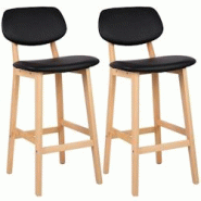 Helloshop26 - Tabourets de bar en synthétique avec structure en bois set de 2 pièces noir 19_0000449 - 3000242568983 Helloshop26 - Tabourets de bar en synthétique avec structure en bois set de 2 pièces noir 19_0000449 - 3000242568983