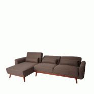 Mendler Canapé HWC-J20, Canapé d'angle, en forme de L, 3 places, couchage, tissu/textile 280 cm ~ marron - marron textile 75480+75481