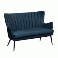 METRO PROFESSIONAL Canapé 2 places Navari, acier/polyester, 130 cm, bleu/noir - bleu multi-matériau M-64593D