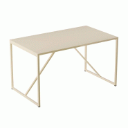 Oviala Business Table à manger rectangulaire 4 places en acier écru - blanc acier 113995