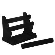 PrÉsentoir porte-bijoux rangement bijoux 3 barres colliers bracelets montres revÊtement en velours grande capacitÉ noir 12_0003555
