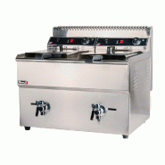 Romux® Friteuse À Gaz Naturel Professionnelle 18+18 Litres Double de Table | Friteuse en Acier Inoxydable avec Robinet de Vidange 24000 W - 84358118