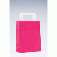 Sac kraft poignées plates fuchsia 18x8x22cm - par 50 - grande résistance, étanche et économique