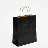 Sac kraft vergé noir poignées torsadées 18x8x21 cm- par 50