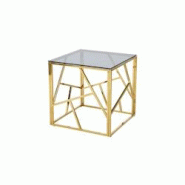 SalesFever Table d'appoint 55x55 cm | Plaque de verre de sécurité grise 8 mm | Cadre doré, acier inoxydable | Gris / Or - multi-matériau 371589 SalesFever Table d'appoint 55x55 cm | Plaque de verre de sécurité grise 8 mm | Cadre doré, acier inoxydable | Gris / Or - multi-matériau 371589