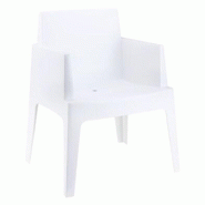 Siesta Fauteuil de terrasse restaurant Box blanc empilable – polypropylène renforcé – intérieur / extérieur - plastique polypropylène BOXFAUTWH