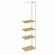 Suite structure Cage blanc 58x40x240cm 4 tablettes chêne clair