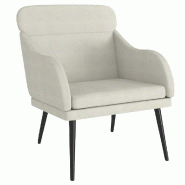 VidaXL Fauteuil Crème 63x76x80 cm Velours Modèle Vega StudioDesk Pro - 351443