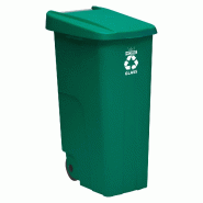 WellHome - Poubelle 110L avec Roues, Idéale pour le Recyclage du Verre - vert plastique WH0109