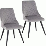 Décoshop26 - 2 chaises de salle à manger en tissu velours gris rembourré couture losange pieds en métal noir CDS09339 - gris 3000465969604 Décoshop26 - 2 chaises de salle à manger en tissu velours gris rembourré couture losange pieds en métal noir CDS09339 - gris 3000465969604